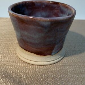 Handcrafted Rusty/Brown with milky undertones Planter or decor piece.